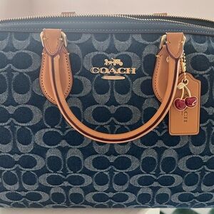 Coach large Rowan denim with Signature Pattern